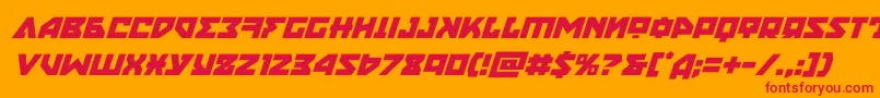 nyetital-Schriftart – Rote Schriften auf orangefarbenem Hintergrund