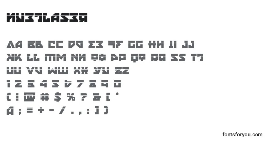 Nyetlaser (135858)-fontti – aakkoset, numerot, erikoismerkit