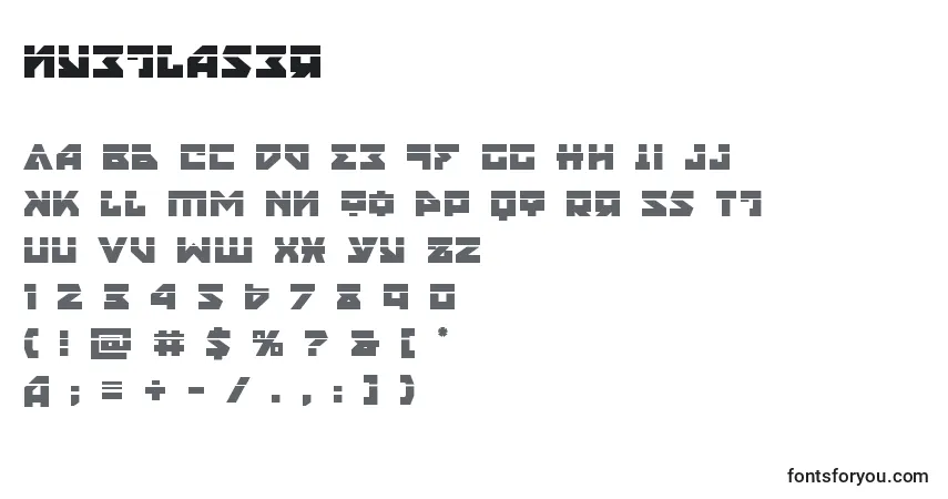 Nyetlaser (135859)-fontti – aakkoset, numerot, erikoismerkit
