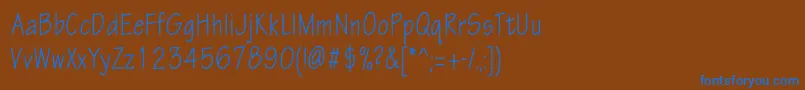 Eskiztwocondc-Schriftart – Blaue Schriften auf braunem Hintergrund