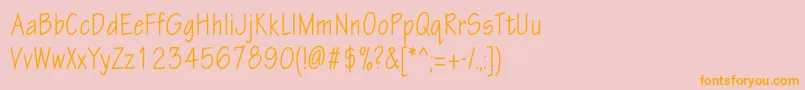 フォントEskiztwocondc – オレンジの文字がピンクの背景にあります。