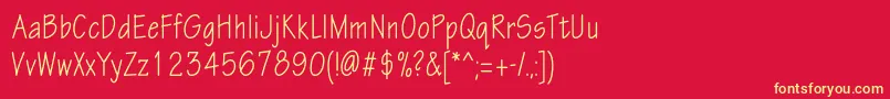 Eskiztwocondc-fontti – keltaiset fontit punaisella taustalla