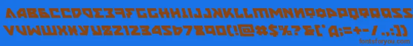 nyetleft-Schriftart – Braune Schriften auf blauem Hintergrund