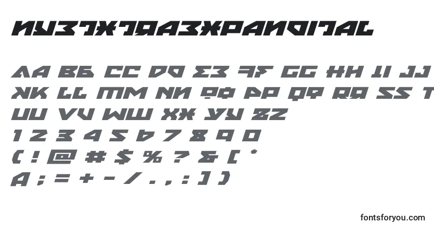 Schriftart Nyetxtraexpandital (135868) – Alphabet, Zahlen, spezielle Symbole
