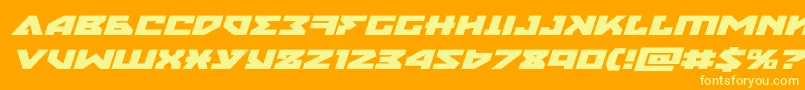 フォントnyetxtraexpandital – オレンジの背景に黄色の文字