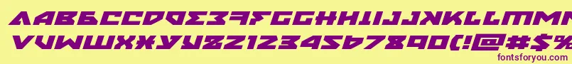 nyetxtraexpandital Font – Purple Fonts on Yellow Background