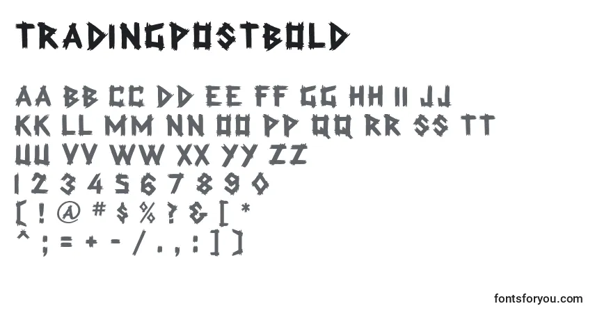 Czcionka TradingPostBold – alfabet, cyfry, specjalne znaki