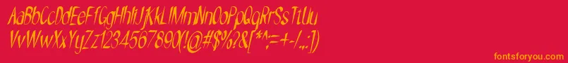 fuente NYOEHOKA ITALIC – Fuentes Naranjas Sobre Fondo Rojo