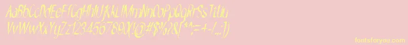 NYOEHOKA ITALIC-Schriftart – Gelbe Schriften auf rosa Hintergrund