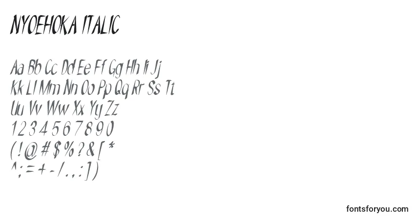 Schriftart NYOEHOKA ITALIC (135872) – Alphabet, Zahlen, spezielle Symbole