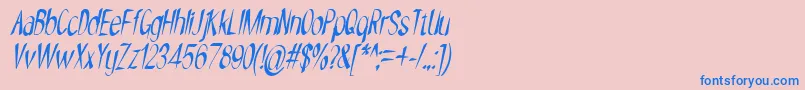 Шрифт NYOEHOKA ITALIC – синие шрифты на розовом фоне