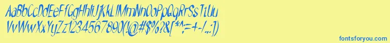 NYOEHOKA ITALIC-fontti – siniset fontit keltaisella taustalla