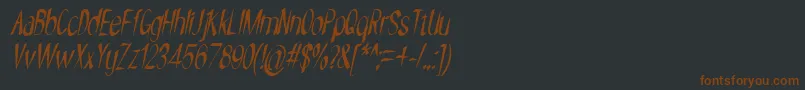 NYOEHOKA ITALIC-fontti – ruskeat fontit mustalla taustalla