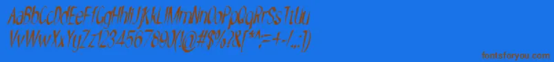 NYOEHOKA ITALIC Font – Brown Fonts on Blue Background