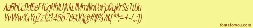 NYOEHOKA ITALIC-fontti – ruskeat fontit keltaisella taustalla