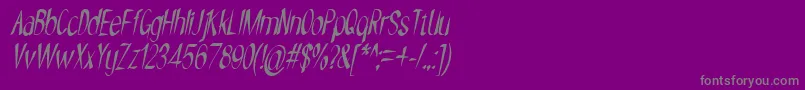 NYOEHOKA ITALIC-fontti – harmaat kirjasimet violetilla taustalla