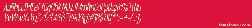 フォントNYOEHOKA ITALIC – 赤い背景に緑の文字