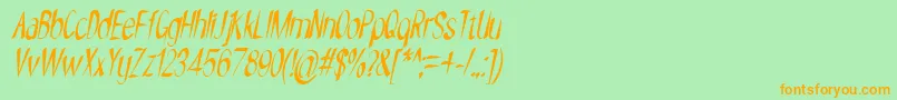 Шрифт NYOEHOKA ITALIC – оранжевые шрифты на зелёном фоне