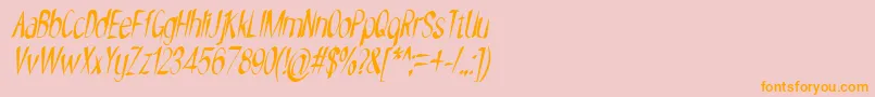 NYOEHOKA ITALIC-Schriftart – Orangefarbene Schriften auf rosa Hintergrund