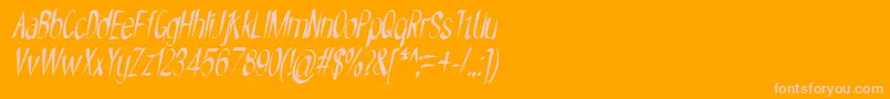 NYOEHOKA ITALIC-Schriftart – Rosa Schriften auf orangefarbenem Hintergrund