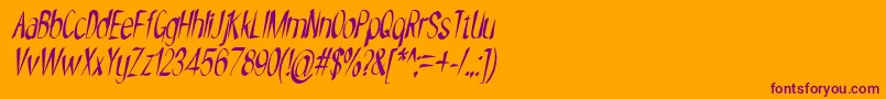 NYOEHOKA ITALIC-Schriftart – Violette Schriften auf orangefarbenem Hintergrund