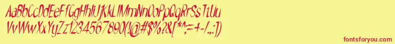 NYOEHOKA ITALIC Font – Red Fonts on Yellow Background