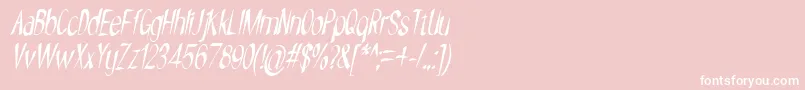 NYOEHOKA ITALIC-Schriftart – Weiße Schriften auf rosa Hintergrund