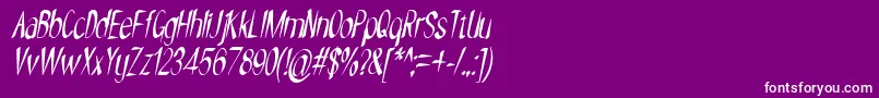 NYOEHOKA ITALIC-fontti – valkoiset fontit violetilla taustalla