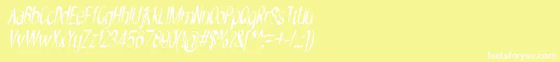 NYOEHOKA ITALIC-Schriftart – Weiße Schriften auf gelbem Hintergrund