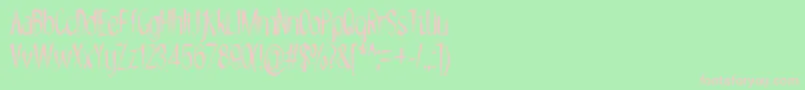 NYOEHOKA-fontti – vaaleanpunaiset fontit vihreällä taustalla