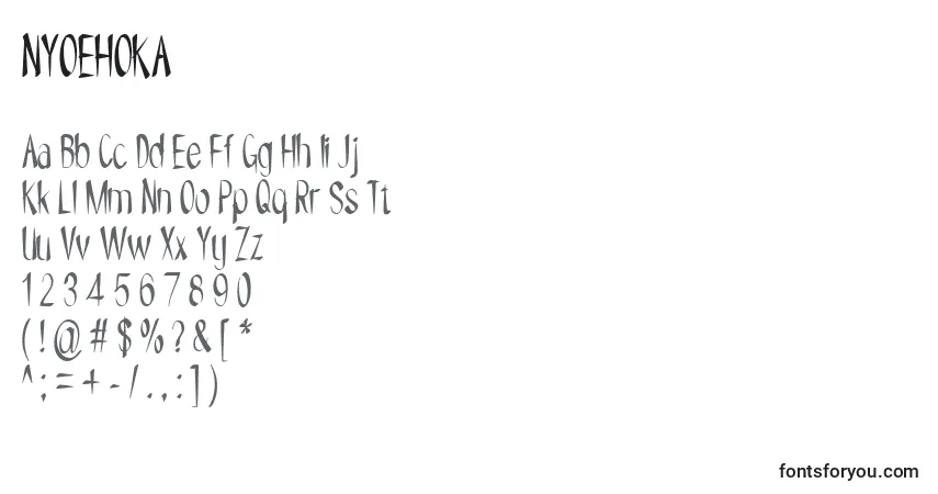 A fonte NYOEHOKA (135874) – alfabeto, números, caracteres especiais