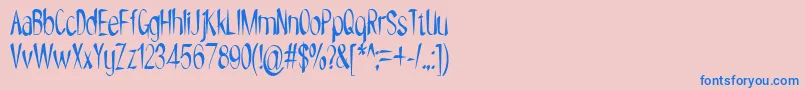NYOEHOKA-Schriftart – Blaue Schriften auf rosa Hintergrund
