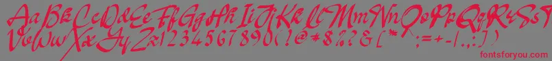 フォントOakland – 赤い文字の灰色の背景
