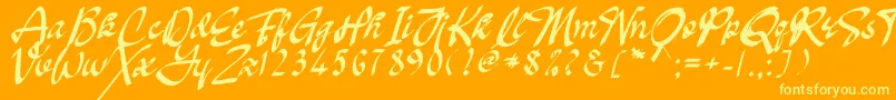 Oakland Font – Yellow Fonts on Orange Background