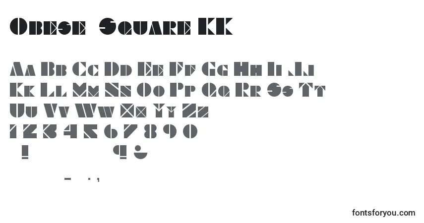 A fonte Obese  Square KK – alfabeto, números, caracteres especiais