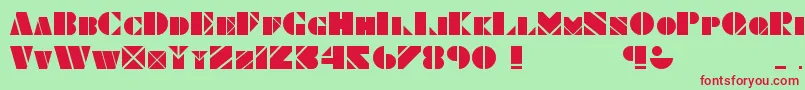 Obese  Square KK Font – Red Fonts on Green Background