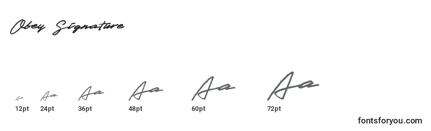 Größen der Schriftart Obey Signature