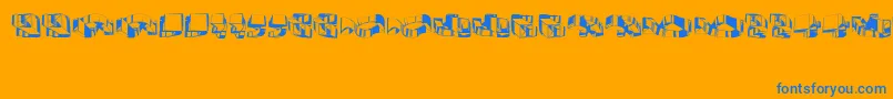 Object3D-Schriftart – Blaue Schriften auf orangefarbenem Hintergrund