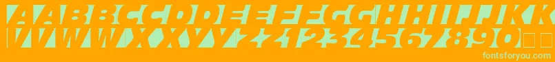 Obliquo-Schriftart – Grüne Schriften auf orangefarbenem Hintergrund