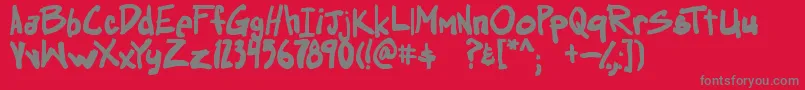 obssessed TBS-Schriftart – Graue Schriften auf rotem Hintergrund