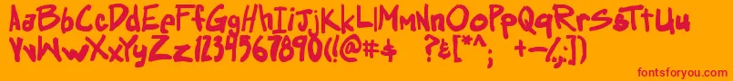 obssessed TBS Font – Red Fonts on Orange Background