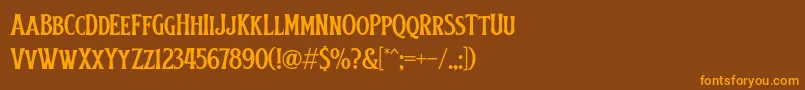 Weitere Informationen zur Obsypac-Schriftart Obsypac-Schriftart – Orangefarbene Schriften auf braunem Hintergrund