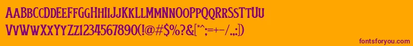 Saiba mais sobre a fonte Obsypac Fonte Obsypac – fontes roxas em um fundo laranja