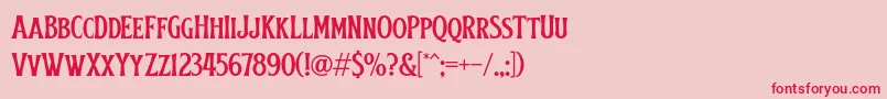 フォントObsypac – ピンクの背景に赤い文字