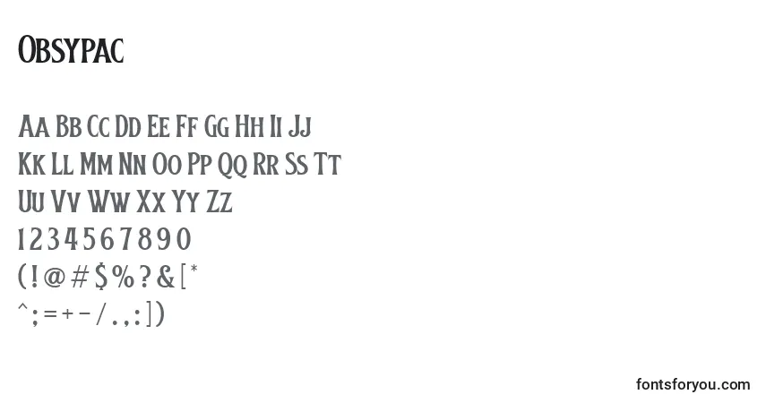 Schriftart Obsypac (135886) – Alphabet, Zahlen, spezielle Symbole