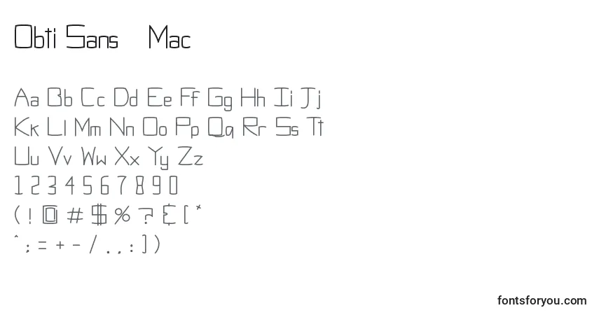 Шрифт Obti Sans   Mac – алфавит, цифры, специальные символы