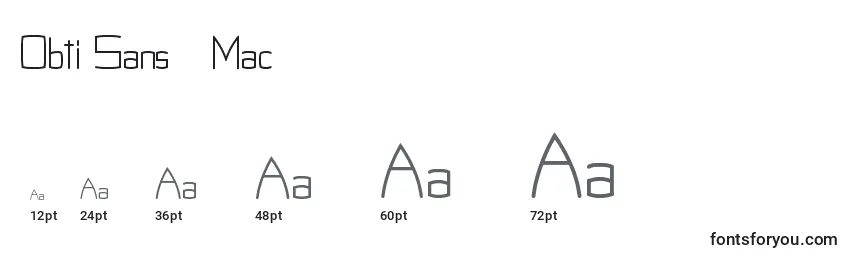 Размеры шрифта Obti Sans   Mac