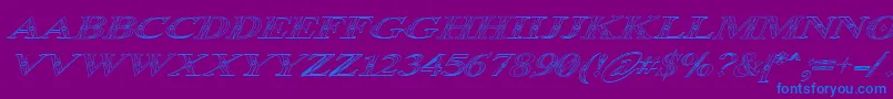 Occoluchi Italic Outline Font – Blue Fonts on Purple Background