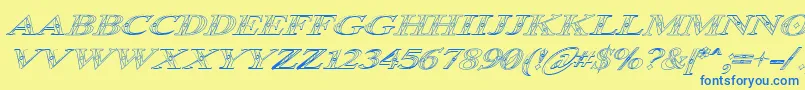 Occoluchi Italic Outline Font – Blue Fonts on Yellow Background