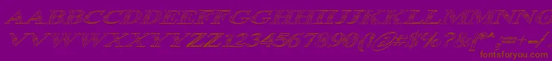 Occoluchi Italic Outline-Schriftart – Braune Schriften auf violettem Hintergrund